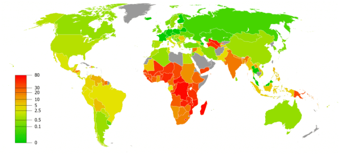 世界の貧困マップ